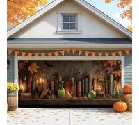 Copertura per porta del garage rustica vintage, libri e candele autunnali, grandi decorazioni per porte del garage, decorazione per interni ed esterni, decorazione per feste autunnali per interni ed