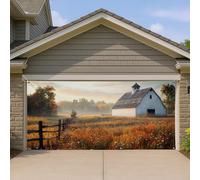 Copertura per porta del garage rustico autunnale, grande paesaggio da fienile, decorazione artistica da parete per esterni, decorazione per la casa per la stagione autunnale, stile country, 390 x 180