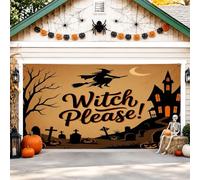 Copertura per porta del garage, spettrale fantasiosa casa infestata lapidi Halloween arancione porta del garage bandiera decorazione per la casa per portico patio cortile esterno feste 400 x 180 cm