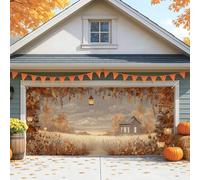 Copertura per porta del garage, stile rustico, vintage, con grande zucca e lanterna, decorazioni per esterni, decorazione stagionale per la casa per Halloween e Ringraziamento, 400 x 180 cm