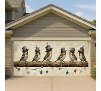 Copertura per porta del garage vintage con uccello patriottico, rosso e blu, grande decorazione per garage, decorazione per feste autunnali per interni ed esterni, 390 x 180 cm