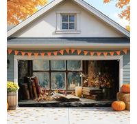 Copertura per porta del garage vintage, libri marroni e candele, grandi decorazioni per porte del garage, decorazione autunnale per interni ed esterni, sfondo per feste autunnali, 390 x 180 cm