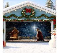 Copertura per porta del presepe di Natale, decorazione natalizia per la notte innevata, decorazione natalizia per esterni, decorazione invernale per feste di famiglia, 390 x 180 cm