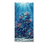 Copertura per porta della barriera corallina subacquea decorativa, vivace scena marina, scena oceanica, decorazione per porta d'ingresso, per interni ed esterni, estate, spiaggia, feste, 91 x 183 cm