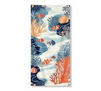 Copertura per porta della barriera corallina subacquea, design colorato con pesci marini e coralli, decorazione estiva per la spiaggia per la casa, interni ed esterni, 91 x 182 cm