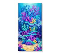 Copertura per porta della barriera corallina subacquea, striscione decorativo, vibranti piante oceaniche, decorazione artistica per porta d'ingresso, per interni ed esterni, estate, spiaggia, feste