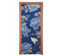 Copertura per porta della gru giapponese con fiori blu, 91,4 x 248,9 cm, striscione per festa del 4 luglio, forniture per feste L