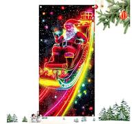 Copertura per porta di Babbo Natale, 0,9 x 1,8 m, decorazione fluorescente per le vacanze, decorazione per garage, per proprietari di case, feste, quartiere, riunioni di famiglia, feste invernali