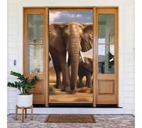 Copertura per porta di benvenuto, decorazione per porta, striscione stagionale, cartello per portico, oscurante, privacy, tenda per porta, elefante, famiglia, sfondo fotografico, tenda per finestra