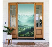 Copertura per porta di benvenuto, decorazione per porta, striscione stagionale, cartello per portico, oscurante, privacy, tenda da porta, verde, montagna, paesaggio, sfondo fotografico, tenda per