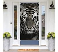 Copertura per porta di Natale con tigre bianca e nera, decorazioni natalizie, striscione di benvenuto per porta d'ingresso, sfondo stagionale, striscione da appendere al portico per feste di Natale