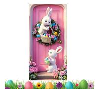 Copertura Per Porta Di Pasqua - Banner Per Cornice Della Porta Di Pasqua | Simpatico Coniglietto Impermeabile, Progettato Con Un Affascinante Motivo A Coniglietto In Poliestere, Questa Copertura Per P