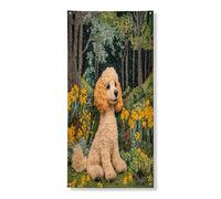 Copertura per porta esterna a forma di barboncino primaverile, 91 x 182 cm, stile a maglia, per giardino, casa per cuccioli, porta anteriore e posteriore, decorazione divertente per la casa e il