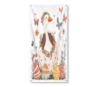 Copertura per porta esterna a forma di oca pasquale primaverile, 36 x 72, divertente uova carine per casa di pollame per porta anteriore e posteriore, decorazione per uscita, fiori stampati per