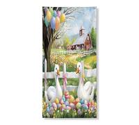 Copertura per porta esterna a forma di oca pasquale primaverile, 36 x 72, uova di gallina da fienile per casa, porta anteriore e posteriore, decorazione per uscita, decorazione per interni e portico