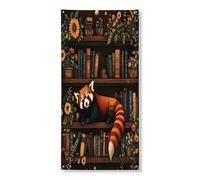 Copertura per porta esterna a forma di panda rosso primaverile, 91 x 182 cm, per libreria con fiori, per la casa degli animali, per porta anteriore e posteriore, decorazione per l'uscita, divertente