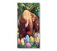 Copertura per porta esterna con bisonte pasquale primaverile, 91 x 182 cm, uova di animali selvatici della foresta, decorazione per porta anteriore e posteriore, decorazione per portico per interni e