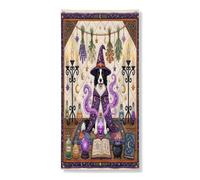 Copertura per porta esterna con cane Border Collie strega di Halloween, 91 x 182 cm, retro divertente strega magica per porta anteriore e posteriore, decorazione per uscita, decorazione spettrale per