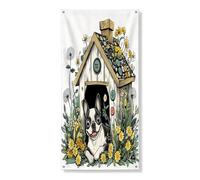 Copertura per porta esterna con cane Boston Terrier primaverile, 91 x 182 cm, divertente decorazione per porta anteriore e posteriore, decorazione per interni e portico