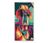 Copertura per porta esterna con cane boxer, 91 x 182 cm, estetica pop stravagante cucciolo anteriore e posteriore, decorazione per porte d'ingresso e uscita, decorazione per interni e portico