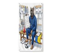 Copertura per porta esterna con cane Corso 2026 da calcio, 91 x 182 cm, pronta per partita con cucciolo di allenatore stampato, decorazione per porta anteriore e posteriore, decorazione per portico