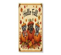 Copertura per porta esterna con cane Corso autunnale, 91 x 182 cm, zucca autunnale a maglia per porta anteriore e posteriore, decorazione per porte d'ingresso, decorazione per portico interno per casa