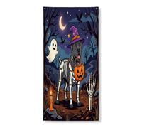 Copertura per porta esterna con cane Corso Cane di Halloween 91,2 x 182,8 cm, Horror Cucciolo Cimitero Porta anteriore posteriore Banner Ingresso Uscita Decorazione, Spettrale Spaventoso Home Indoor