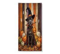 Copertura per porta esterna con cane Corso Cane di Halloween 91,2 x 182,8 cm, zucca horror rustica per porta anteriore e posteriore, decorazione per uscita di ingresso, spaventosa fattoria per casa e