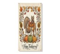 Copertura per porta esterna con cane Corso del Ringraziamento autunnale, 91 x 182 cm, decorazione vintage autunnale con tacchino stampato per porta anteriore e posteriore, decorazione per portico per