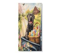 Copertura per porta esterna con cane Corso di Pasqua primaverile, 91 x 182 cm, uova di camion della fattoria, decorazione per porta anteriore e posteriore, decorazione per portico interno per casa di