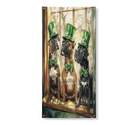 Copertura per porta esterna con cane corso di San Patrizio, 91 x 182 cm, divertente per finestra, decorazione per porta anteriore e posteriore, decorazione per uscita, trifoglio, decorazione per la