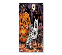 Copertura per porta esterna con cane Corso di zucca horror di Halloween, 91 x 182 cm, decorazione per porta anteriore e posteriore della casa infestata, decorazione spaventosa per portico interno