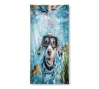 Copertura per porta esterna con cane dalmata estivo, 91 x 182, oceano mare nautico cucciolo casa anteriore posteriore banner ingresso uscita decorazione, divertente animale domestico stampato