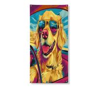 Copertura per porta esterna con cane Golden Retriever, 91 x 182 cm, estetica pop stravagante cucciolo anteriore e posteriore, decorazione per porta d'ingresso e uscita, decorazione per interni e