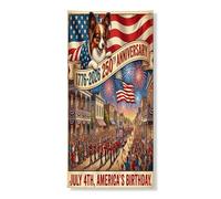 Copertura per porta esterna con cane Papillon per 250° anniversario, 91 x 182 cm, 4 luglio Indipendenza per porta anteriore e posteriore, decorazione per uscita, decorazione patriottica per portico