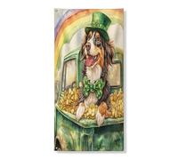 Copertura per porta esterna con cane pastore australiano per il giorno di San Patrizio, 91 x 182 cm, decorazione per porta anteriore e posteriore, decorazione per portico interno per casa arcobaleno