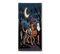 Copertura per porta esterna con cane pastore tedesco di Halloween, 91 x 182 cm, cimitero cucciolo horror per porta anteriore e posteriore, decorazione per uscita, spaventosa decorazione per la casa e