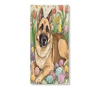 Copertura per porta esterna con cane pastore tedesco primaverile pasquale, 91 x 182 cm, vintage con uova floreali stampate per porta anteriore e posteriore, decorazione divertente per la casa e il
