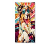 Copertura per porta esterna con cane Rough Collie, 91 x 182 cm, estetica pop stravagante cucciolo anteriore e posteriore, decorazione per ingresso e uscita, decorazione per la casa e il portico degli