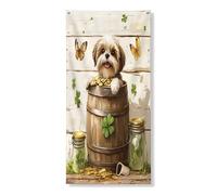 Copertura per porta esterna con cane Shih Tzu di San Patrizio, 91 x 182 cm, rustica divertente casa per cuccioli, porta anteriore e posteriore, decorazione per uscita, decorazione per casa e portico