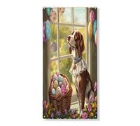 Copertura per porta esterna con cane Springer Spaniel primaverile pasquale 91,2 x 182,9 cm, decorazione per porta anteriore e posteriore con cucciolo di Victoria Country, decorazione per uscita, casa