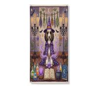 Copertura per porta esterna con cane strega di Halloween, 91 x 182 cm, retrò divertente strega magica per porta anteriore e posteriore, decorazione per uscita, decorazione spettrale per la casa e il