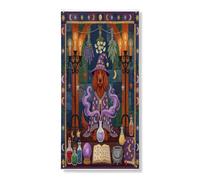 Copertura per porta esterna con cane strega irlandese di Halloween, 91 x 182 cm, retro divertente strega magica per porta anteriore e posteriore, decorazione per uscita, decorazione spettrale per la