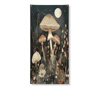 Copertura per porta esterna con funghi della foresta, 91 x 182 cm, estetica vintage per casa per porta anteriore e posteriore, decorazione per porte d'ingresso, paesaggio botanico per interni e