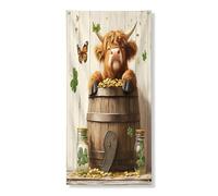 Copertura per porta esterna con mucca delle Highland Day di San Patrizio, 91 x 182, rustica divertente casa con animali per porta anteriore e posteriore, decorazione per uscita, decorazione per casa e