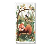 Copertura per porta esterna con panda rosso primaverile, 91 x 182 cm, decorazione per porta anteriore e posteriore a forma di animale, divertente decorazione per portico interno per casa di campagna