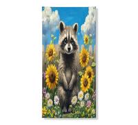 Copertura per porta esterna con procione primaverile, 36 x 72, recinto di girasole per casa degli animali per porta anteriore e posteriore, decorazione per uscita di ingresso, divertente fattoria