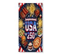 Copertura per porta esterna del barbecue per il 4 luglio per il giorno dell'indipendenza 91 x 182 cm, 250 anni di anniversario degli Stati Uniti stampato per porta anteriore e posteriore, decorazione