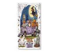 Copertura per porta esterna di Halloween con gnomo e cavallo, 36 x 72, divertente e spettrale casa per le vacanze, striscione per porta anteriore e posteriore, decorazione per porte interne spaventose