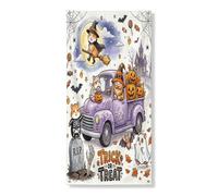 Copertura per porta esterna di Halloween con gnomo e criceto, 36 x 72, divertente e spettrale casa per le vacanze, striscione per porta anteriore e posteriore, decorazione per porte interne spaventose